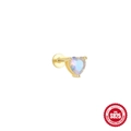 Goldener S925 Sterlingsilber Ohrstecker mit herzförmigem Mondstein und funkelndem Diamant - Einzelnes Gold #3 (Herzform)