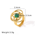 Retro hollow gold layered ring with natural green tiger eye stone weighing 5.9g - US 8 / Malachite Texture (NB-R2023295-4)