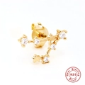 Detail of S925 sterling silver zodiac star earring with sparkling diamond inlay - Pisces / Gold
