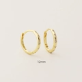 Classic 12mm S925 sterling silver hoop earrings in gold finish with sparkling pavé crystals - 12mm / Gold
