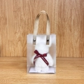 White coral fleece towel bear in a transparent PVC gift bag with red 'Just for you' ribbon - Bear In Off-white With Pvc Handle / 30*30cm