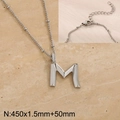 Silver stainless steel necklace with letter M pendant and shimmering rhinestone accents - Silver Letter M (KN287008-Z)