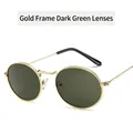 Retro small oval sunglasses with gold metal frame and dark green tinted lenses - 3547-50-20 / Gold Frame Dark Green Lenses