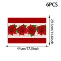 Détail lot de 6 sets de table Noël fleurs rouges poinsettia de 44x29,5cm - Fleur Pante Rouge / Lot de 4