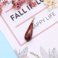 Faceted teardrop natural stone pendant in red and black pattern with metal clasp - 10x28mm / Swan Stone
