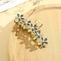 Elegant gold metal hair claw with grey floral patterns, pearls, and crystals decoration - Rhinestone Black