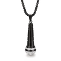 Collar con colgante de micrófono hip hop chapado en oro 18K con brillantes para hombre - Negro