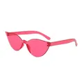 Chic pink cat eye sunglasses with transparent frame and modern irregular design - Rose Red