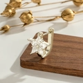 Star-shaped gold ear cuff inlaid with clear faceted cubic zirconia stones - Star Ear Buckle (Single Piece) (A972)