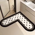 L-shaped bathroom mat in black and white geometric design with anti-slip backing - L-shaped Heart Design - I / 60*60cm [standard Diatomaceous Earth Wall]