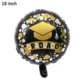 18-inch black graduation foil balloon with gold mortarboard and Spanish Graduado text - 18 Inch Black Gold Graduation Round Balloon - Spanish