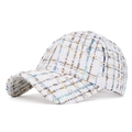 Gorra de béisbol de tweed blanco con hilos metálicos azules y dorados entrelazados - Blanco Roto