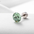 Sparkly light green zircon stud earrings with silver surgical steel screw backings - Peridot Green 6.2MM(A013-5#)
