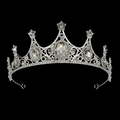Elegantes silbernes Diadem mit funkelnden Strasssteinen und großen ovalen Kristallen - Silber & Weiß