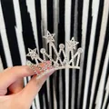 Pettine corona argento con stelle e strass per bambine, accessorio di 4x3,1cm - #17 Pettine Corona a Stella Brillante