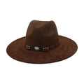 Donkerbruine cowboyhoed met brede rand voorzien van turquoise kralen en houten accenten in etnische stijl - Eén maat / Koffie (Houten Kralen Turkoois)