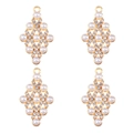 Detailed view of four golden rhombus pendants with inlaid pearls and sparkling crystals - Rhombus Hollow Pearl (px1086-9)