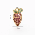 18k gold plated strawberry pendant with pink and green cubic zirconia, 13.5mm height - Carrot Pendant