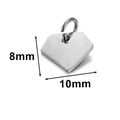 Pentagon silver stainless steel pendant with 8mm by 10mm size dimensions shown - Diamond Shape (8x10mm) / Steel