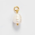 Irregular natural freshwater pearl pendant with gold metal ring for jewelry making - 8x19mm Gold Large