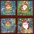 Christmas window decals with Santa, reindeer, and snowflakes for holiday party decoration - Set of 2 / XC24+33