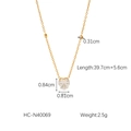 18K gold plated stainless steel necklace featuring a heart pendant and small beads - Heart Transparent Pendant Style (HC-N40069)