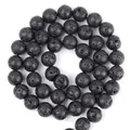 Natural black volcanic lava stone round beads with porous texture for DIY jewelry making - Lava Stone / 4mm/1 Piece Approximately 90 Pieces/10g