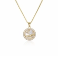 Detailed shot of gold plated zodiac necklace featuring a Scorpio pendant with MOP inlay - Scorpio