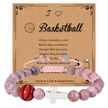 Dettaglio del braccialetto basket in pietra rosa e corda intrecciata su carta - Stile Basket