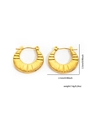 Detail of retro gold textured semi-circle earrings with radial grooves and dimensions - Gold Radiant Groove Embossed Style (#0268)