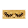Detail of 3D faux mink eyelashes #106 in a clear box with gold glitter card - #106