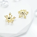18k gold plated irregular bowl flower-shaped pearl tray with sparkling zircon accents - 8-12mm / Gold