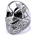 Anello teschio in acciaio inossidabile stile punk vintage con dettagli bandana - US 7 / Colore Acciaio (08311)