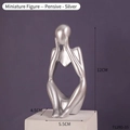 Modern silver abstract thinker resin sculpture for home decor 12cm miniature statue - Silver Deep Thought