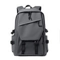 Casual grey canvas backpack for students with functional pockets and black buckles - Gray