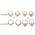 316L stainless steel nose rings with zircon accents in 8mm and 10mm sizes - 1.2mm x 8mm (Style 2) / Gold