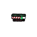 Christmas Loading enamel pin with green tree and red striped progress bar on black - Christmas Loading Progress Bar (CZ0472-2)