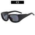Retro square frame black sunglasses C2 with matte finish and dark grey lenses - Sand Black Frame Grey Lens