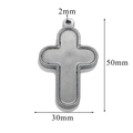 Silver vintage cross pendant 50mm x 30mm with dimensions on white background - Style Z2305S40/Silver Metal
