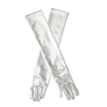 Extra lange 50 cm metallische silberne Lackleder-Stretchhandschuhe für Cosplay und Oper - Einheitsgröße / Silber (50cm)