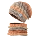 Set berretto e scaldacollo in maglia sfumata grigio arancio con etichetta sportiva - Cappello + Scaldacollo Set da 2 pezzi / Arancione Sfumato