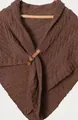 Dark brown knit shawl wrap featuring a vintage faux leather buckle and textured pattern - Coffee
