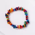 Colorful irregular shell bead bracelet with vibrant multi-color bohemian style - Abalone Shell