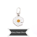Universal daisy zipper pull replacement with white flower petal and silver metal clasp - Daisy Shape - Silver