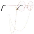 Lunettes rondes or rose avec une chaîne élégante en perles et cubes métalliques - Doré