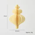 Pale yellow honeycomb paper Christmas ornament with lantern shape, size 15cm x 10.5cm - 15CM Small Cream Style A