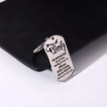 Detailed view of stainless steel keychain with engraved family quote and tree pattern - Style 6 (Family Tree Message)