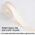 Matte cotton ribbon in light flesh pink 2.5cm wide for gift boxes and floral wrapping - Double-sided Matte Cotton / 2.5cm Wide * 20 Yards / Light Flesh Pink