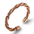 Rose gold twisted steel cable open bangle with woven mesh texture for men and women - Rose Gold