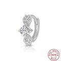 Detailed macro view of S925 sterling silver hoop earring with cubic zirconia accents - Platinum Single #9